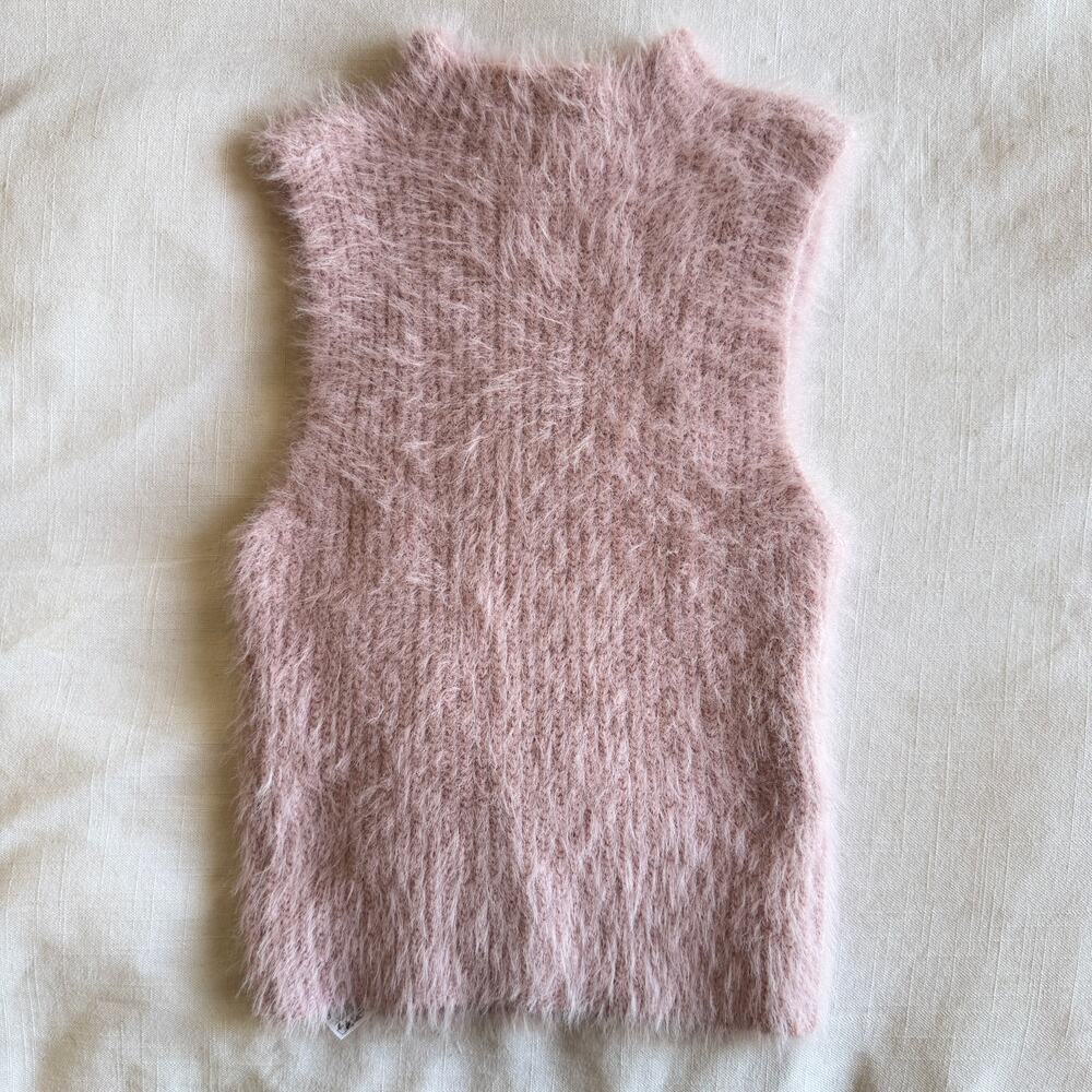 Zara Rose Pink fuzzy sleeveless mock neck sweater